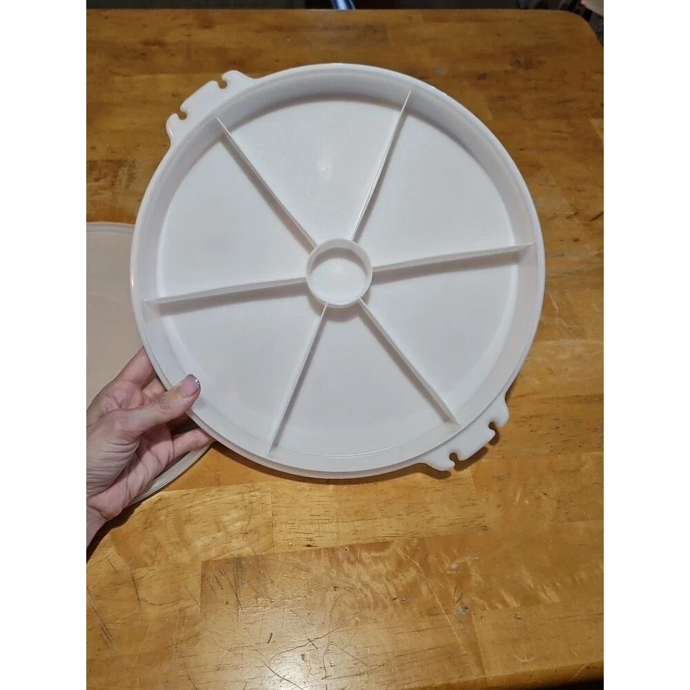 Vintage Tupperware #405 White Divided Tray W/ Sheer Lid 224 - No Handle